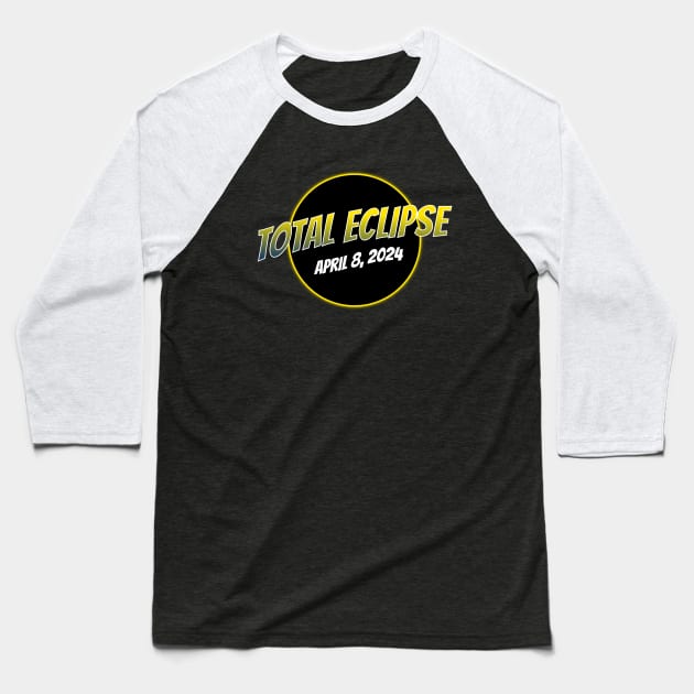 Total Solar Eclipse April 2024 Comic Style Baseball T-Shirt by TGKelly